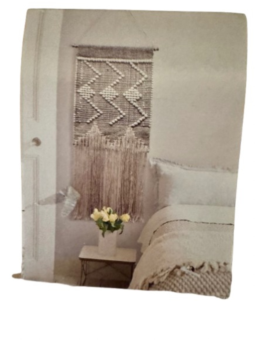 Habitat Cream and Black Macramé Wall Décor with Geometric Pattern-NWT-18x36 inch - Picture 4 of 6